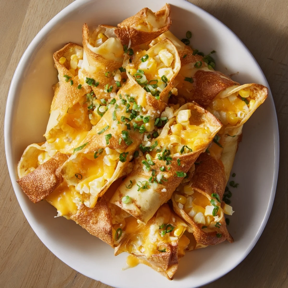 Golden corn and cheddar fritters, crispy and golden brown, ready to be served hot.