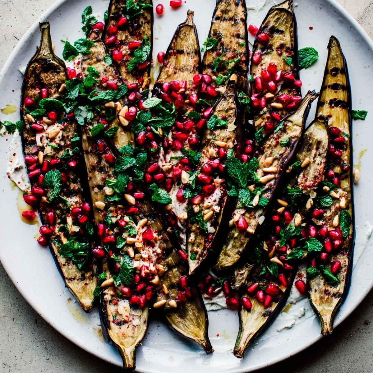 Roasted Eggplant Pomegranate Yogurt