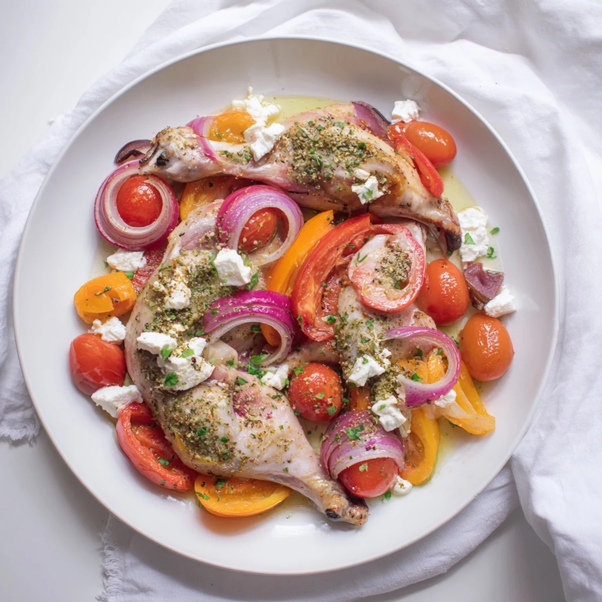 A Mediterranean delight: This Easy Sheet Pan Greek Chicken boasts tender chicken with savory seasonings.
