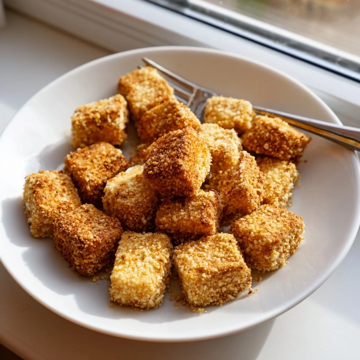 Golden, crunchy Crispy Tofu Nuggets, ready to be dipped and enjoyed with plant-based favorites.