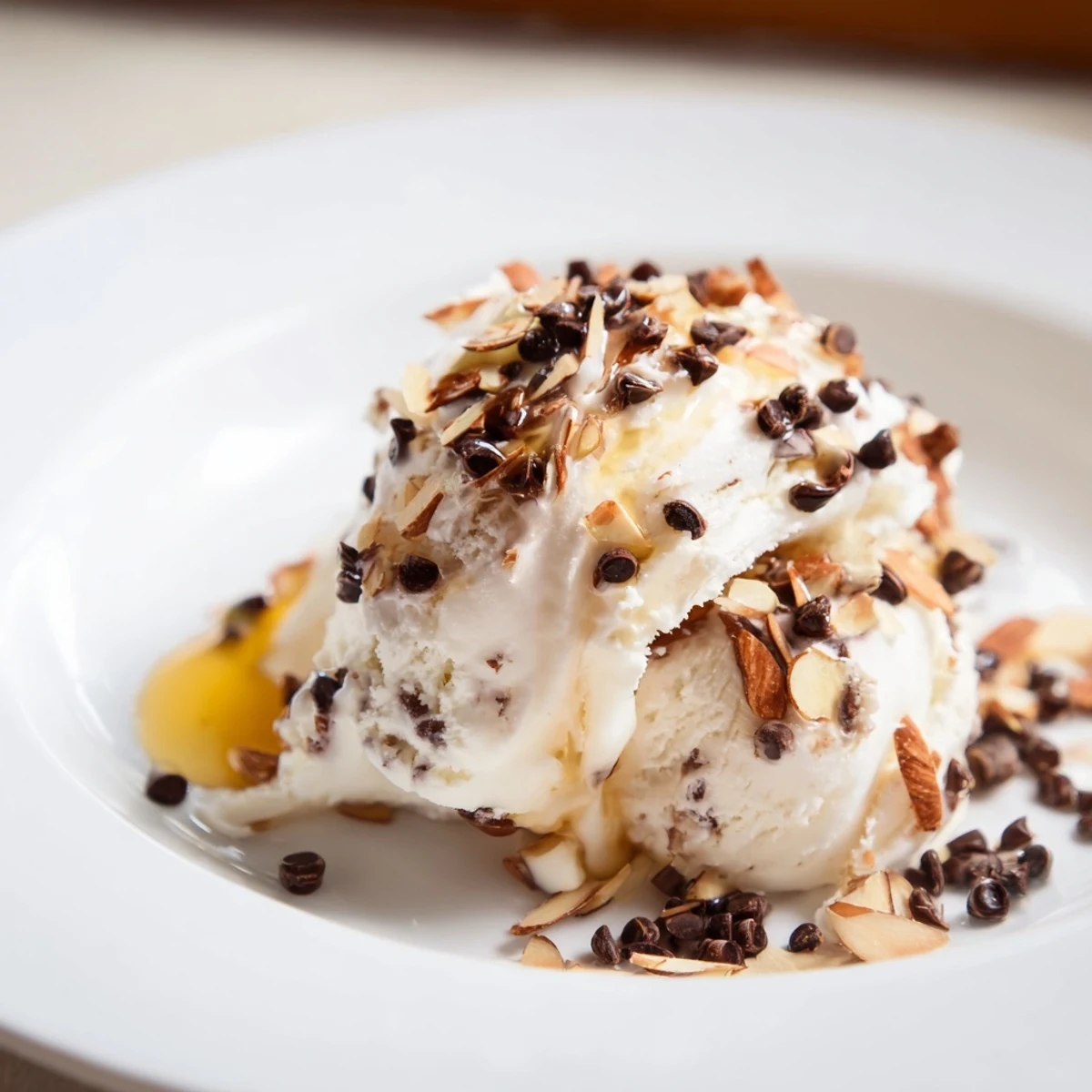 Homemade cottage cheese ice cream, a smooth, creamy dessert with fresh berry toppings.