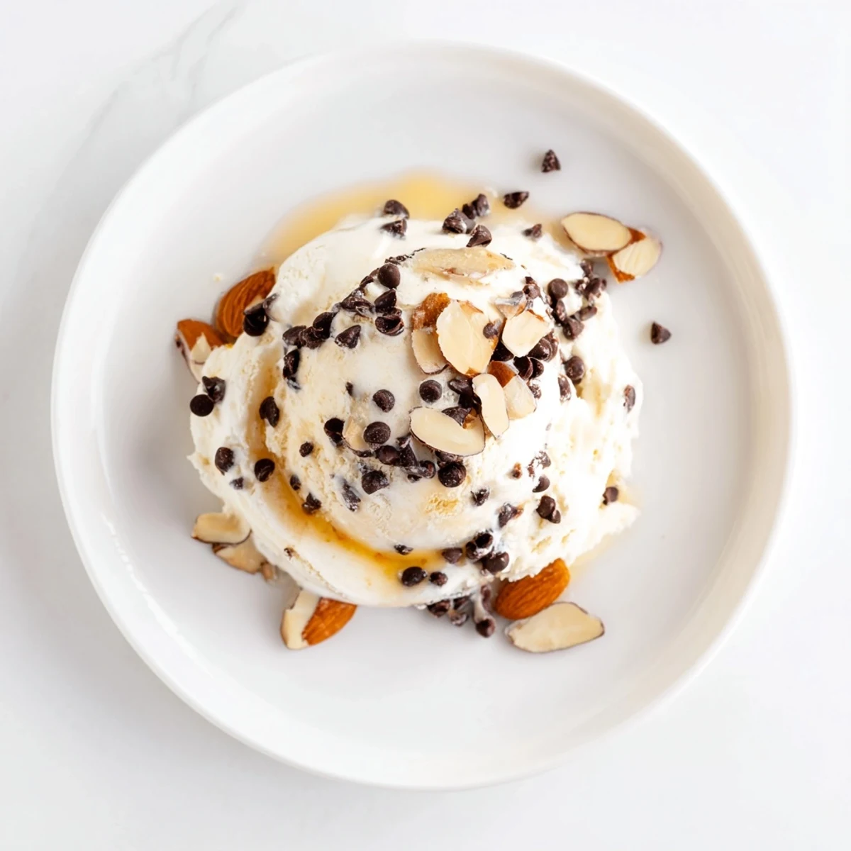 A close-up shot of the blended cottage cheese ice cream, ready for delicious scoops.