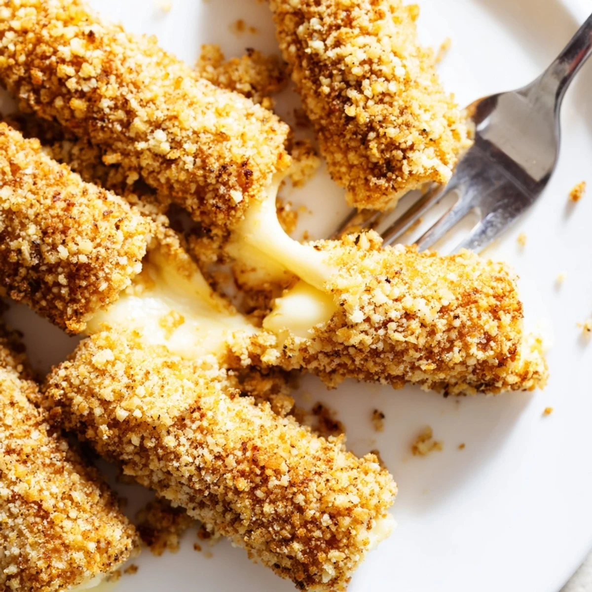 Freshly made, golden-brown air fryer mozzarella sticks served with a vibrant red marinara sauce.