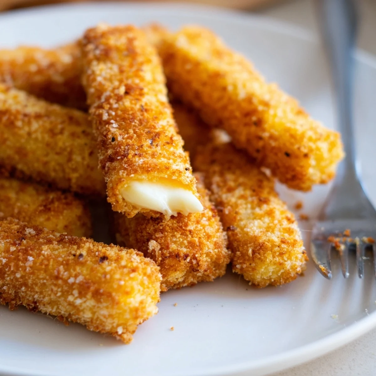 Delicious, cheesy air fryer mozzarella sticks, perfect for dipping and enjoying at any gathering.