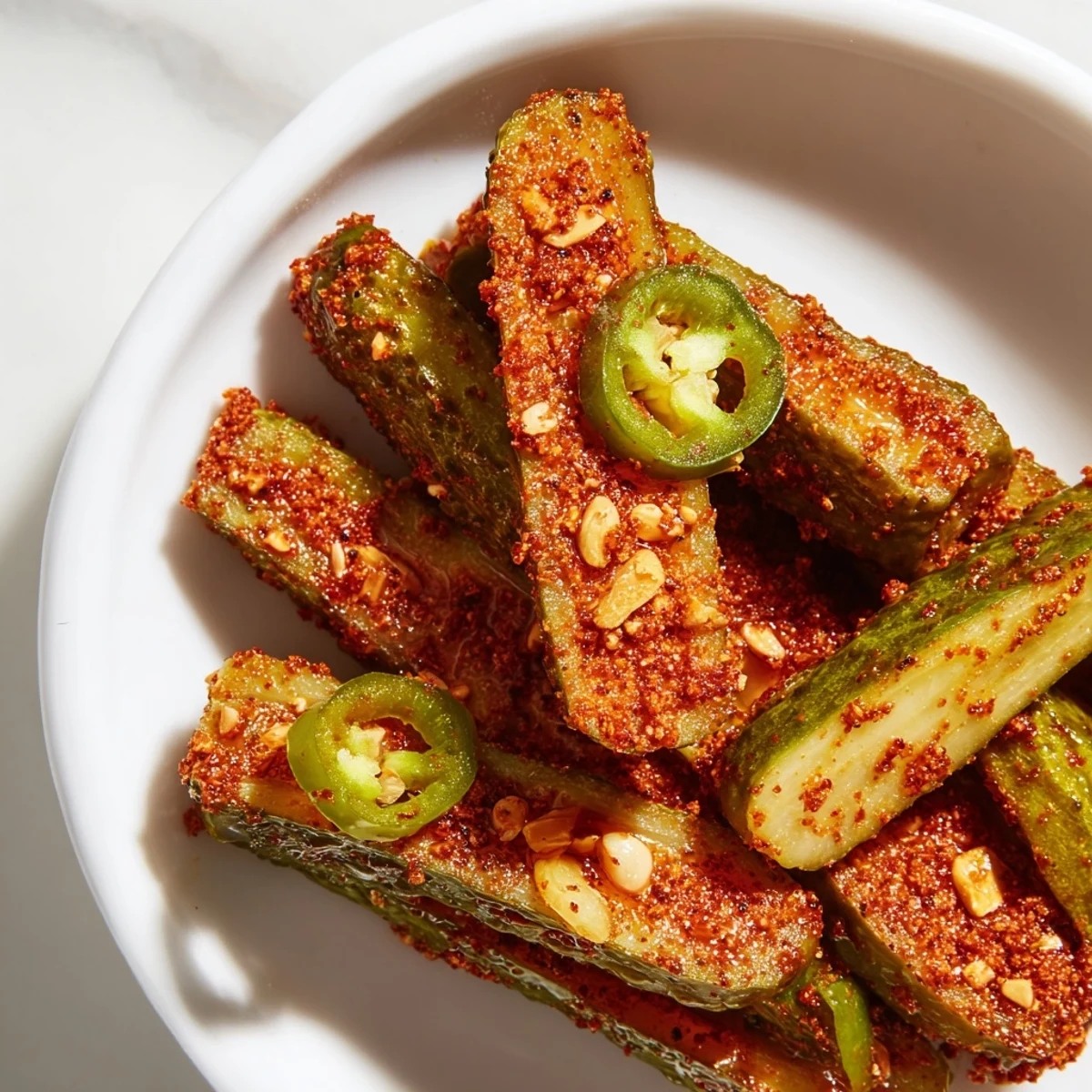 Bright jar of Taco Pickles featuring crisp spears in a bold taco seasoning brine, perfect for snacking.