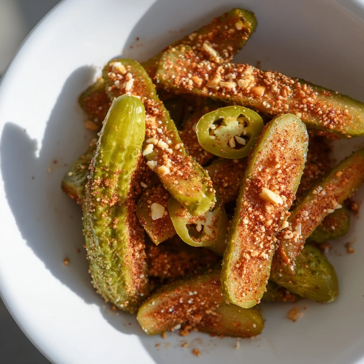 Chilled Taco Pickles with jalapeño slices and smoked paprika, a zesty vegan side for burgers or nachos.
