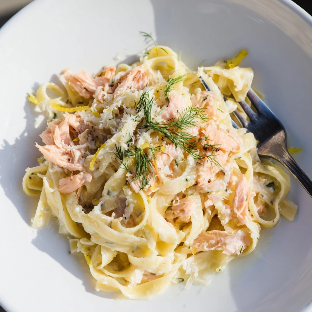 Hearty Best Creamy Salmon Pasta tossed with fettuccine in a rich, silky sauce, perfect for a quick dinner.  