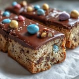 Soft Cadbury Egg Cookie Bars with pastel M&Ms, loaded with colorful Easter candy and chewy cookie goodness.  