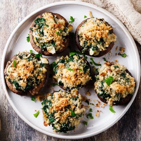 Creamy Spinach Artichoke Mushrooms