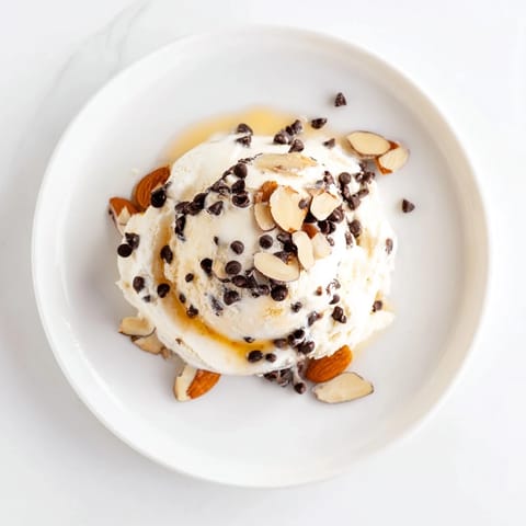 A close-up shot of the blended cottage cheese ice cream, ready for delicious scoops.