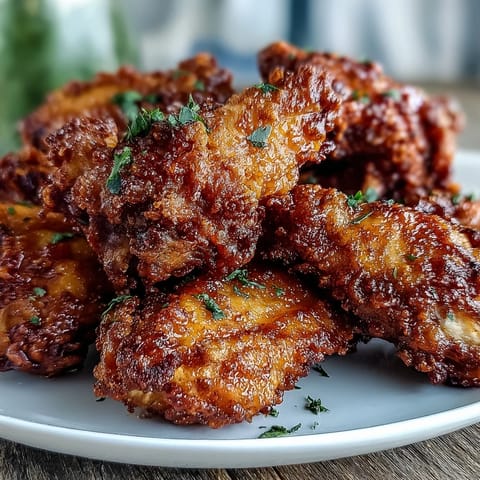 Perfectly seasoned Fried Chicken Wings served hot with creamy blue cheese dip and crisp celery sticks on the side.