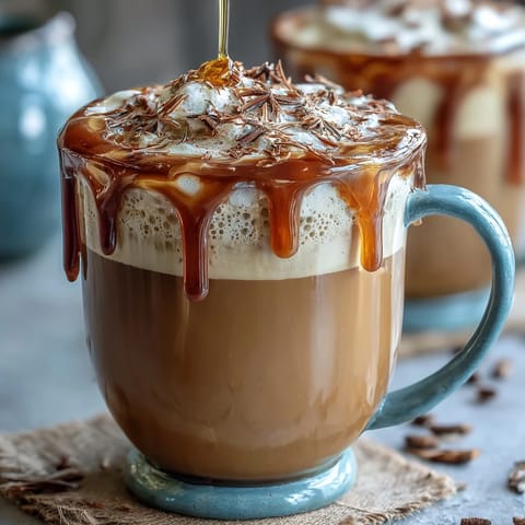 Creamy dandelion tea latte with oat milk and honey, a soothing caffeine-free drink with a touch of natural sweetness.