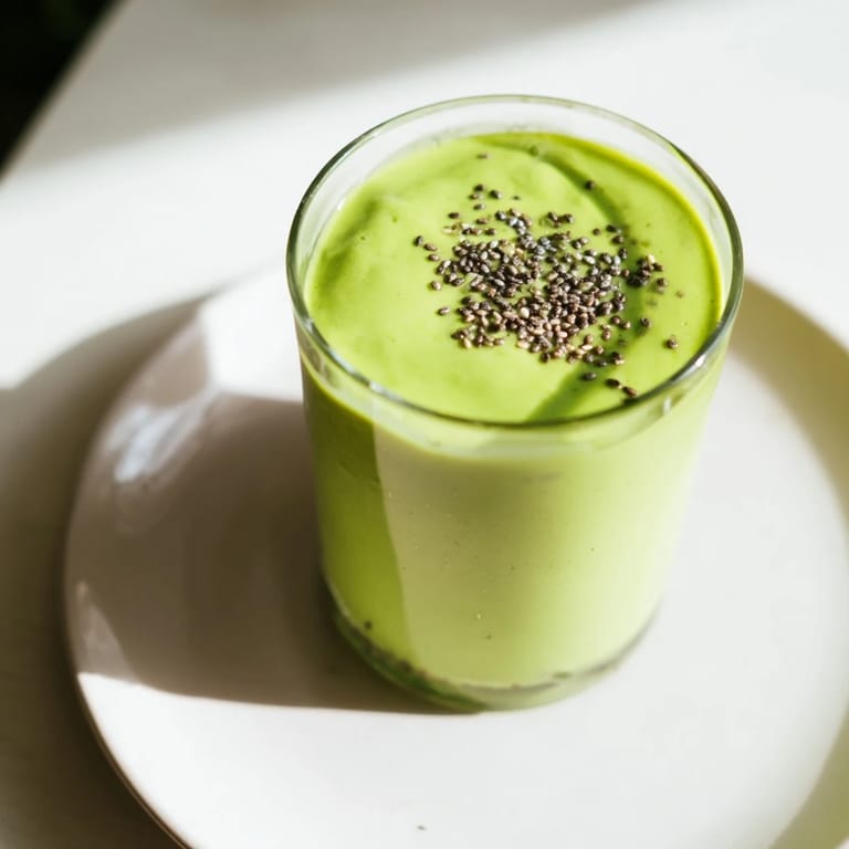 This thick Spinach Avocado Smoothie is bursting with flavor, a vegan, dairy-free power drink creation.