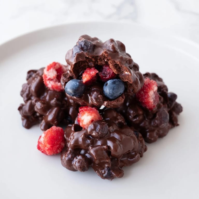 These homemade chocolate yogurt clusters present a delightful combination of textures, ready to enjoy as a treat.