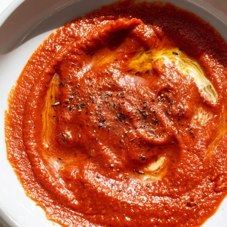Close-up of the flavorful Instant Creamy Marinara Hack simmering in a saucepan, buttery and vibrant.