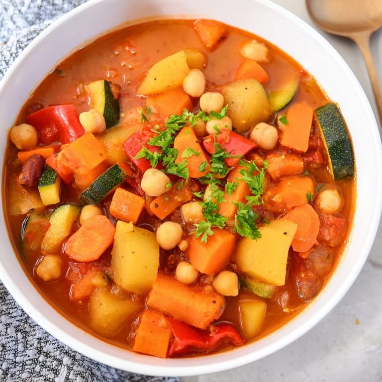 This warm Hearty Vegan Sweet Potato Stew features tender sweet potatoes in a rich tomato base.