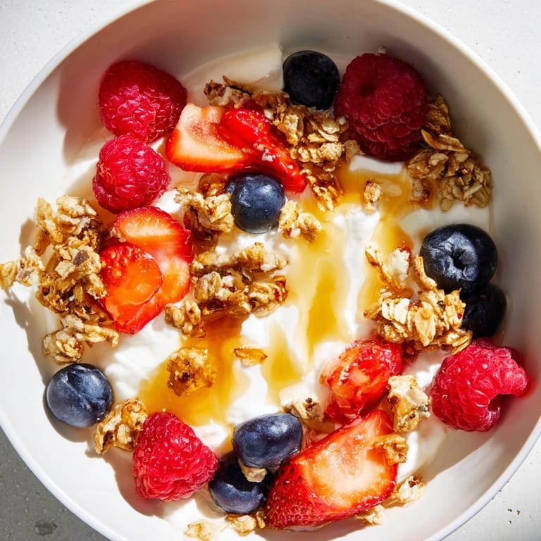Enjoy a spoonful of this Cottage Cheese Hot Honey Bowl, featuring a delicious mix of textures and refreshing flavors.