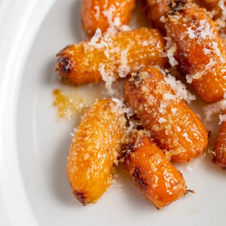 Sweet and savory carrot chips with golden, bubbling Parmesan, ideal for snacking or a side dish.