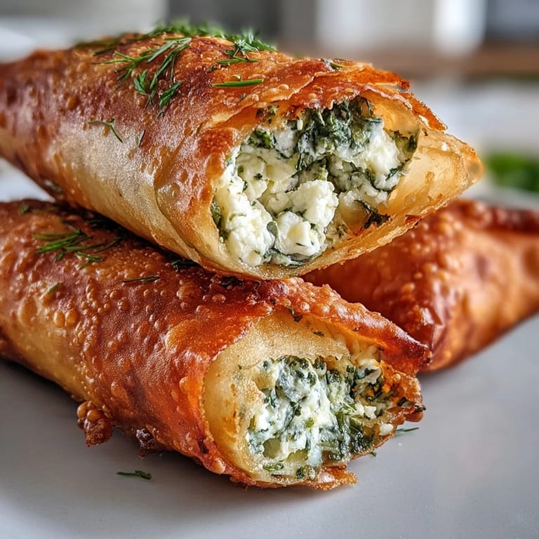 These homemade vegetarian spring rolls are served alongside a creamy white yogurt dipping sauce.