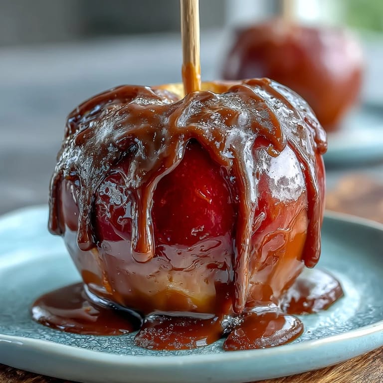 Classic red candy apples coated in a shiny hard shell and finished with a delicate drizzle of white chocolate for a nostalgic treat.