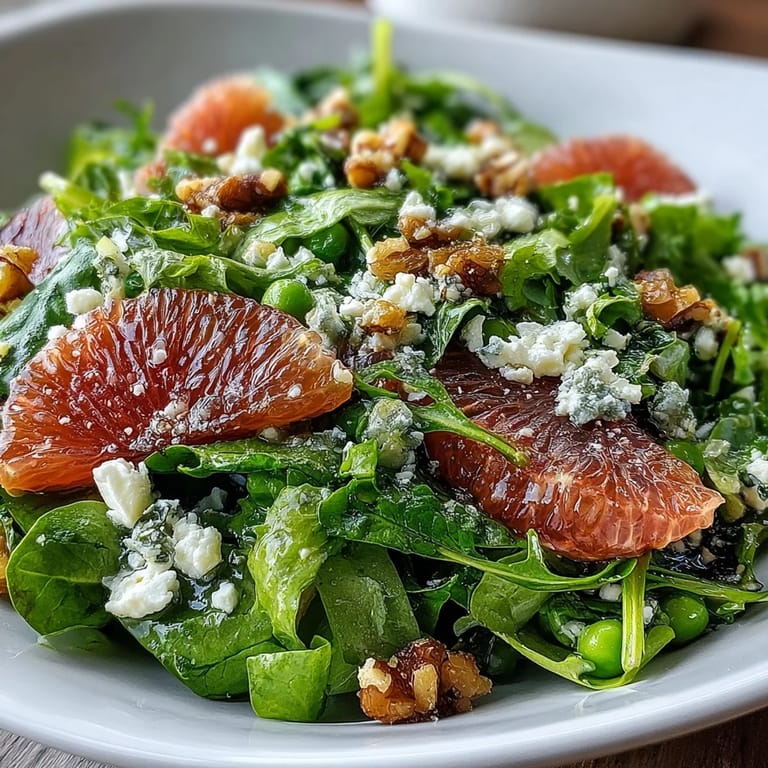 Fresh spring salad featuring zesty lemon vinaigrette, crunchy radishes, sweet peas, and mixed greens for a refreshing seasonal dish.