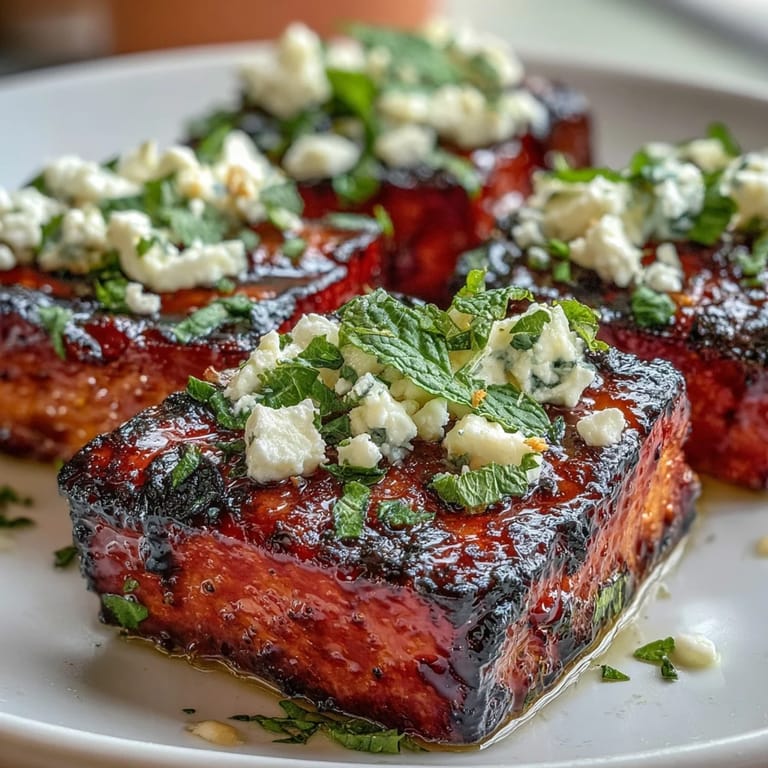 Sweet grilled watermelon pairs with tangy feta and bright mint in this colorful, refreshing salad perfect for warm-weather gatherings.