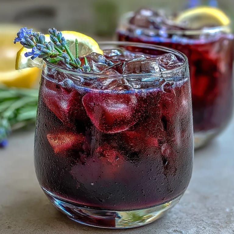 This Purple Rain Lavender Lemonade Refresher bursts with citrus aroma and soothing lavender, served over ice with mint garnish.