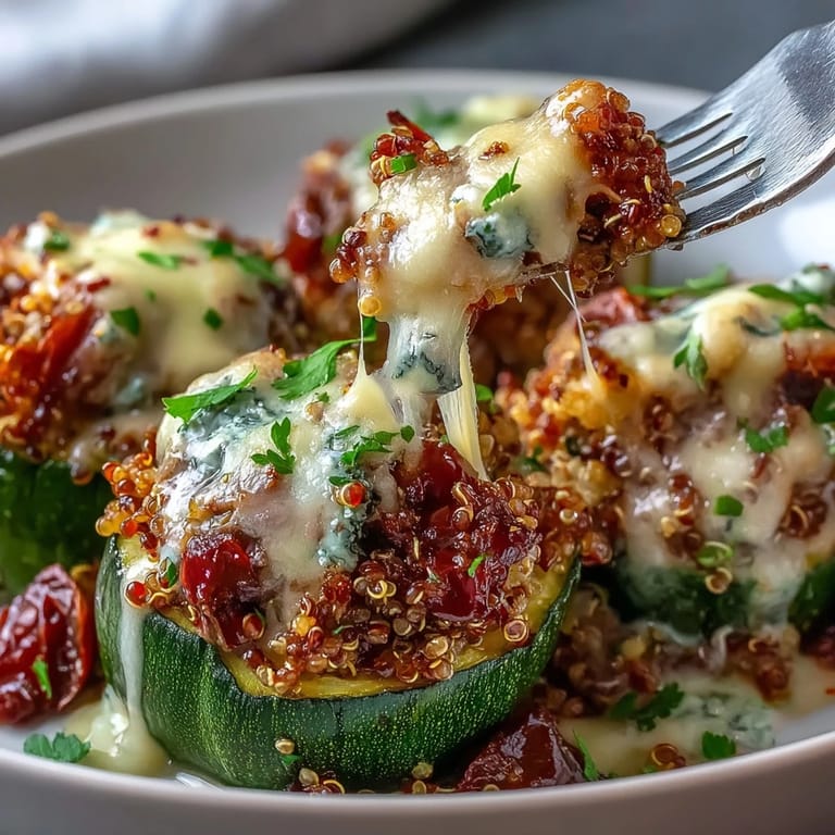 Vibrant bell peppers filled with savory quinoa stuffing, baked until tender.