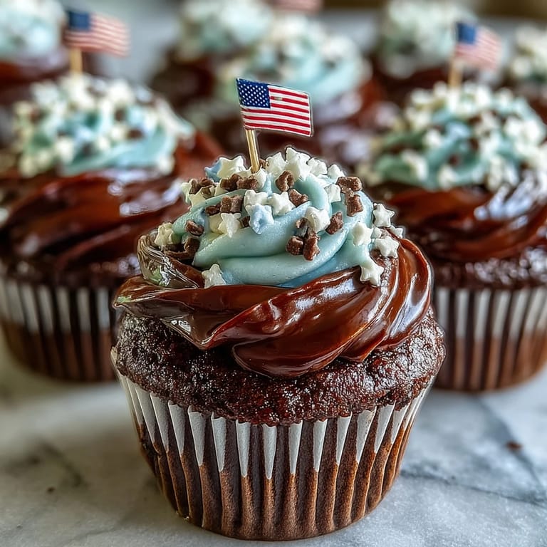 Delicious Star-Spangled Banner Cupcakes showcasing vibrant, creamy frosting and edible flag decorations.