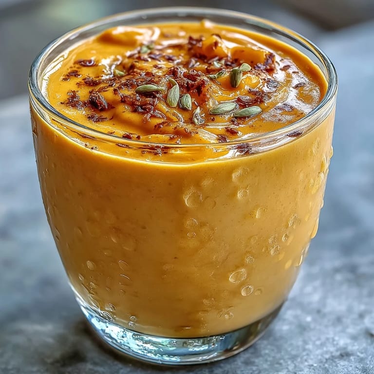 Vibrant Mango Lassi Smoothie, a chilled, sweet Indian-inspired yogurt drink.